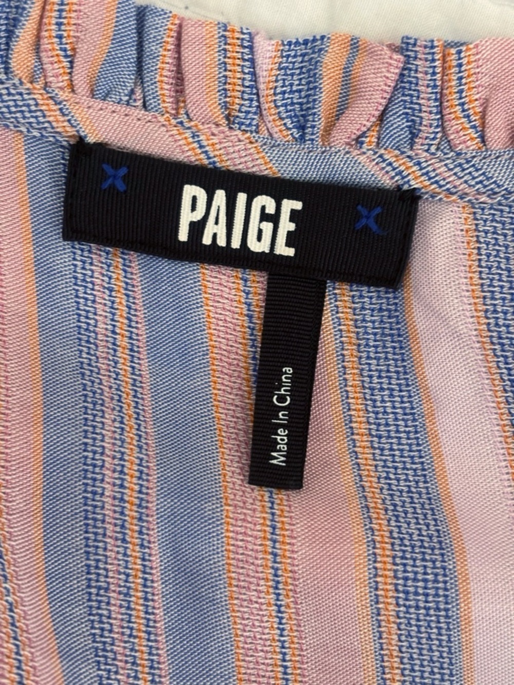 PAIGE Remy Striped Flutter Sleeve Button Front Top Medium - Picture 5 of 7